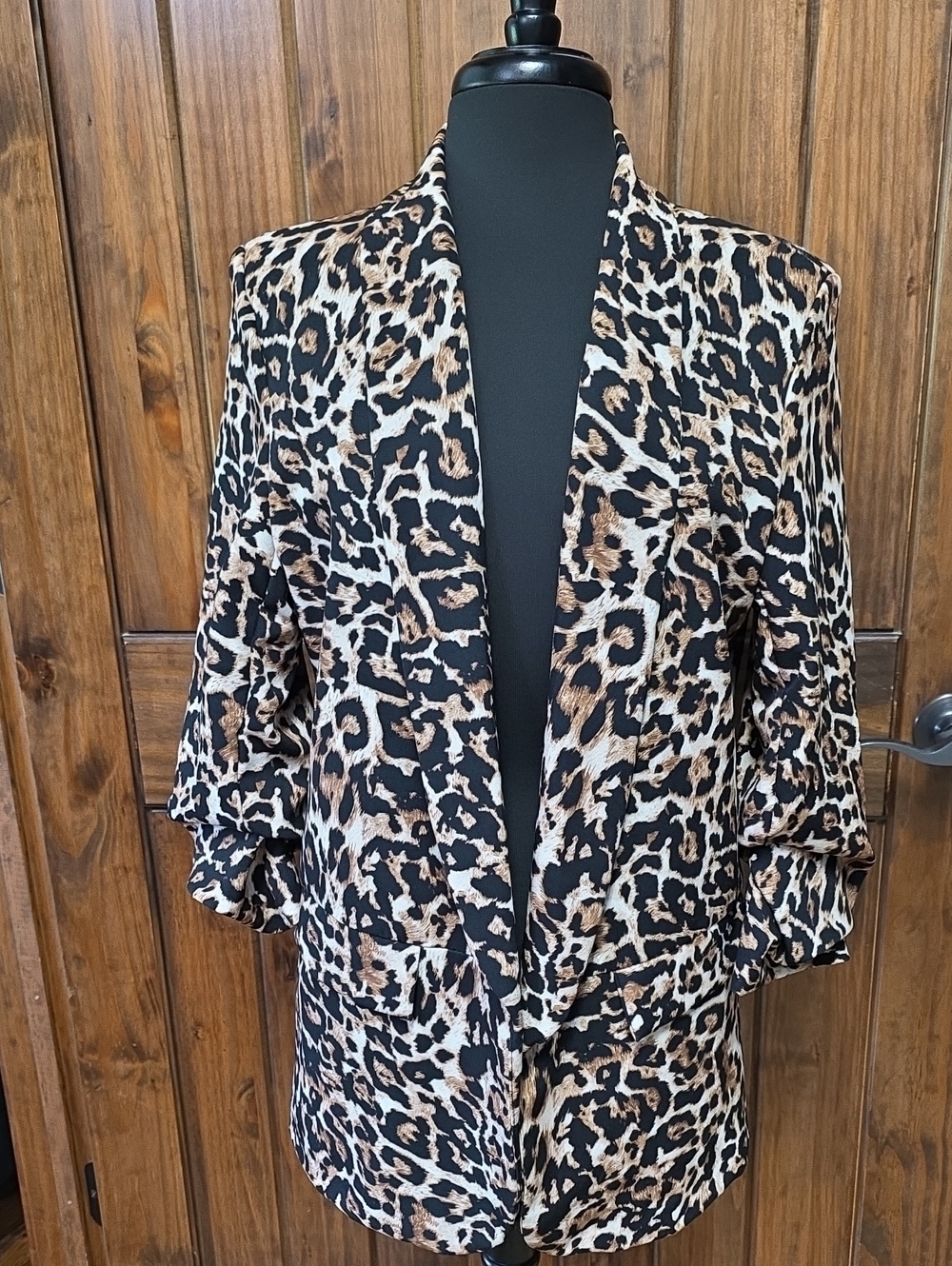 Boohoo Leopard Print Blazer - Black, Brown & Cream - Size 10